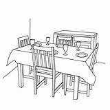 Dining Room Coloring Clipart Pages Kids Table House Drawing Comedor Para Colorear Houses Colouring Empty Rooms Print Gif Set Color sketch template