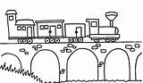 Coloring Bridge Train Steam Passing Netart Color sketch template