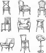 Chairs Hand Chair Drawing Furniture Interior Sketch Drawings Sketches Old Draw Drawn Set Istockphoto Detail Choose Board sketch template