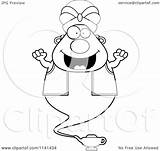 Genie Clipart Chubby Excited Cartoon Outlined Coloring Vector Cory Thoman Royalty sketch template