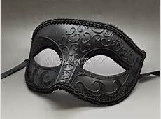 Black Venetian Men Elegant Masquerade Mardi Gras Costume Mask