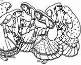 Dandiya Folk Garba Gujarat Colouring Dances Navratri 4to40 Raas Madhubani Dancers sketch template