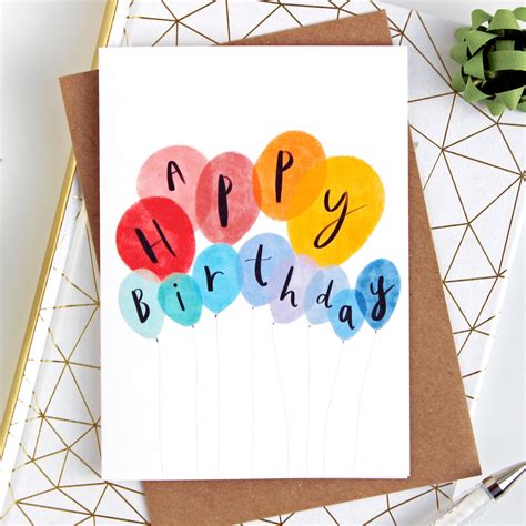 balloon happy birthday card katy pillinger designs