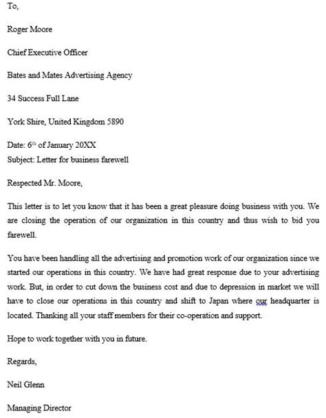 closing business letter  clients business letter template business