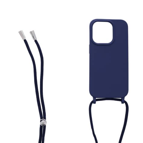 siliconen hoesje met koord geschikt voor apple iphone  pro blauw allgadgets