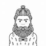 Beard Hipster Knappe Portret Modieuze Toevallige Baard Element Stijlillustratie Kleurend Tatoegeringen sketch template