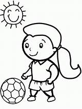 Coloring Sunny Soccer Girl Playing Pages Little Clipart Drawing Ball Cute Clip Girls Cliparts Cartoon Player Easy Kids Weather Goalie sketch template