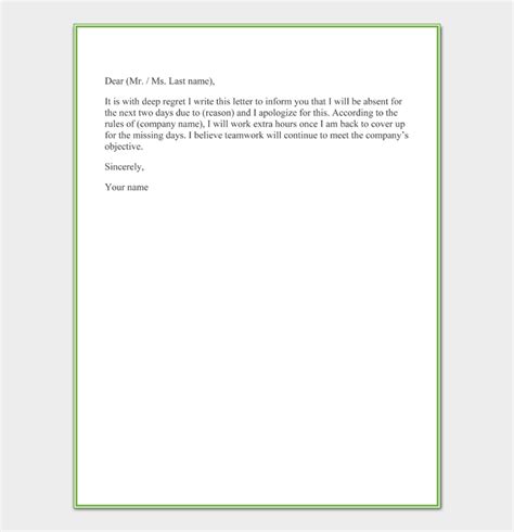 excuse letter   absent due  toothache guidance sample