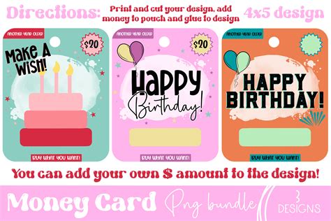 printable birthday card money card artmiraikunsbs