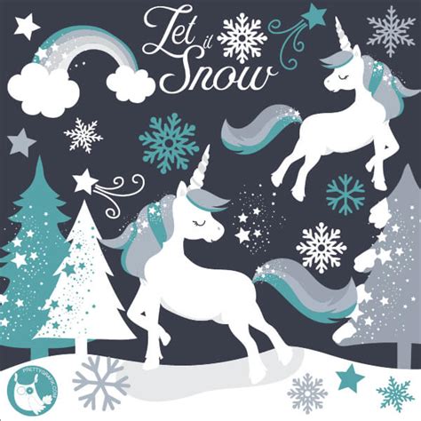 christmas unicorn clipart prettygrafik store