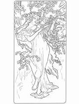 Mucha Alphonse Coloring Pages Spring Getdrawings Getcolorings Color sketch template