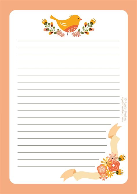 printable writing paper letter paper stationery  cute