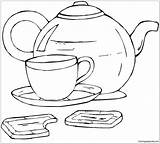 Coloring Cup Tea Pages Printable Teapot Chocolate Cookies Print Desserts Clipart Template Colouring Coloringpages101 Cups Online Color Fruits Book Food sketch template