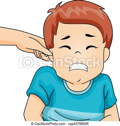 garcon oreille pincement gosse crispation garcon peu sien douleur parent illustration