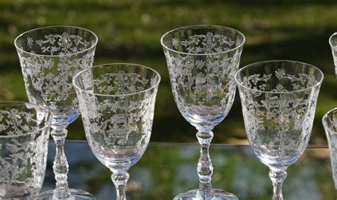 Vintage Etched Crystal Wine Glasses Set Of 1 Fostoria Navarre Clear