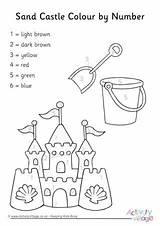 Colour Number Summer Color Beach Numbers Coloring Sandcastle Pages Seaside Colouring Activities Kids Castle Holidays Sand Activity Colors Island Choose sketch template