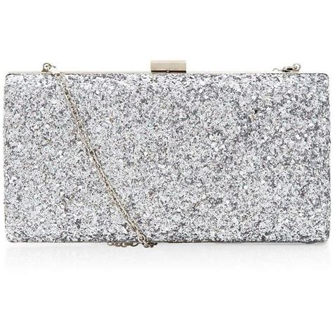 silver glitter chunky clutch   polyvore featuring bags handbags clutches purses