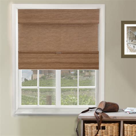 chicology cordless magnetic roman shade natural woven light filtering fabric jamaican truffle