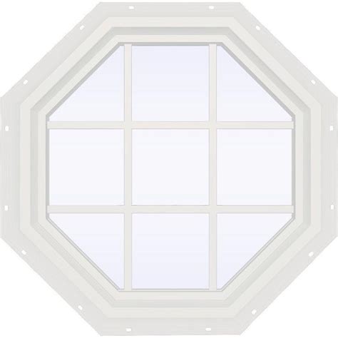 jeld wen        series gray painted vinyl fixed octagon geometric window