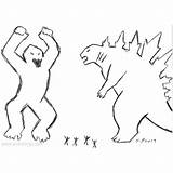 Godzilla Xcolorings Fighting sketch template