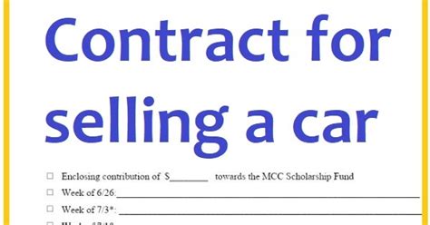 sample contract  selling  car template    sample contracts
