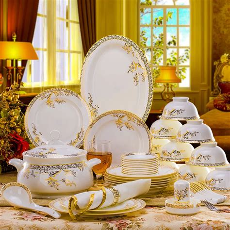 pcs dinnerware set bone china tableware dishes plates ceramic