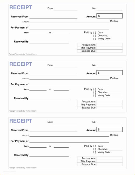 warehouse receipt template   printable rent receipts  rent