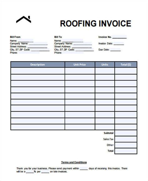 roofing estimate templates template business