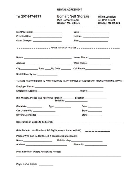 storage lease agreement  printable documents lease agreement