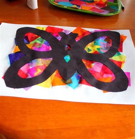 tissue paper butterfly craft playdough  plato