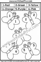 Color Number Preschool Worksheets Numbers Worksheet Printable Worksheetfun Butterfly Coloring Kindergarten Choose Board Fun sketch template