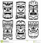 Tiki Masks Hawaiian God Vector Statue Set Cartoon Illustration Tattoo Shutterstock Stock Google Faces Statues sketch template