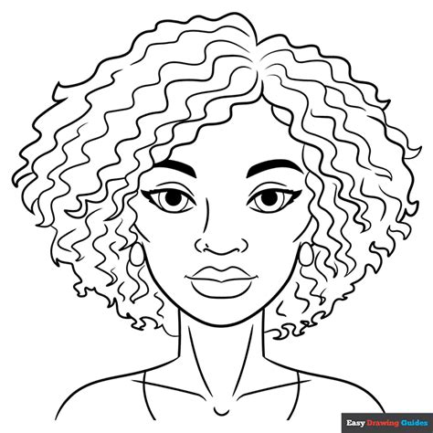 black woman coloring page easy drawing guides