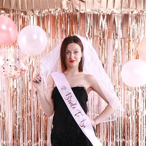 Hen Party Supplies Bride To Be Sash Veil Bachelorette Party Rose Gold