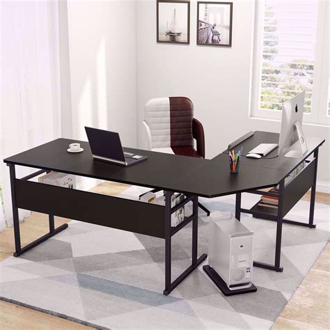 Buy Tribesigns Modern L Shaped Desk With Bookshelf 67 Inch Double