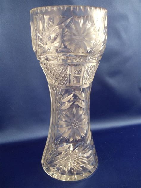 Vintage American Brilliant Period Cut Crystal Glass Vase 12