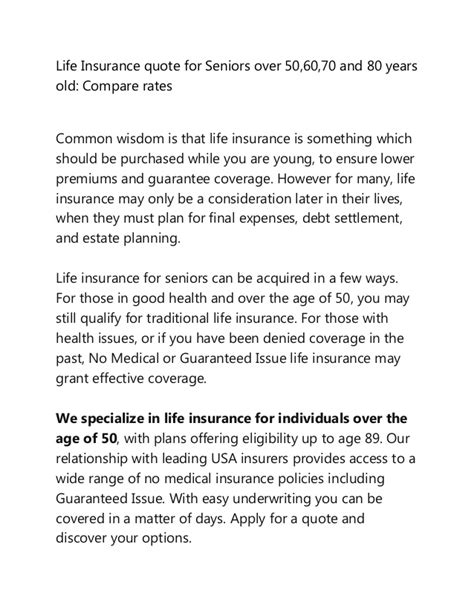 compare life insurance quotes for seniors over 50 60 70