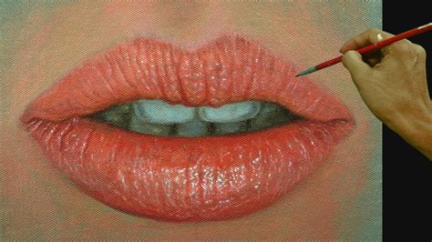 How To Paint Realistic Lips In Acrylic By Jm Lisondra Lips Painting