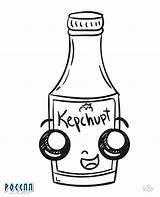 Ketchup Kawaii Lineart sketch template
