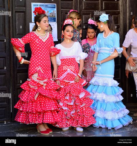 spanish women  traditional spanish feria dress prior  festival stock photo  alamy