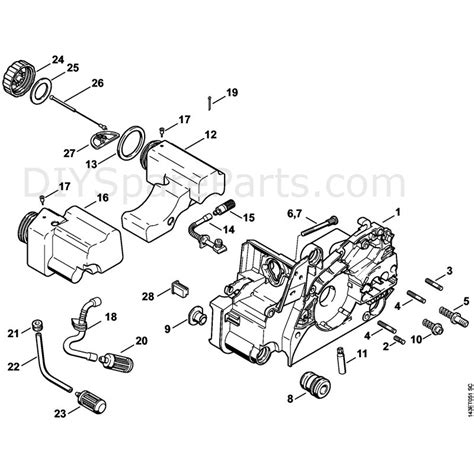 stihl  chainsaw  parts diagram motor housing