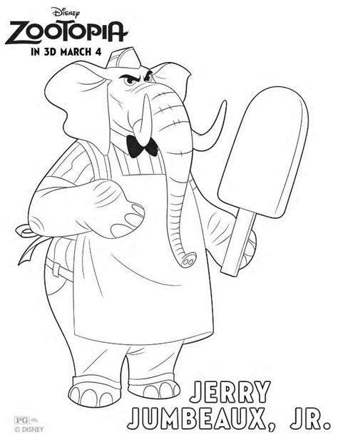 disney zootopia jerry jumbeaux jr coloring page mama likes