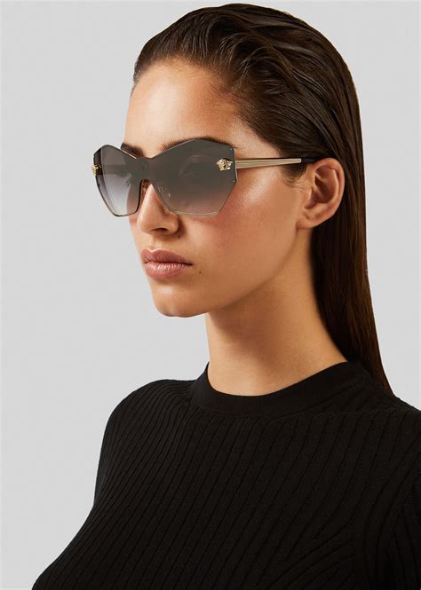 versace mirrored grey glam medusa shield sunglasses for women uk