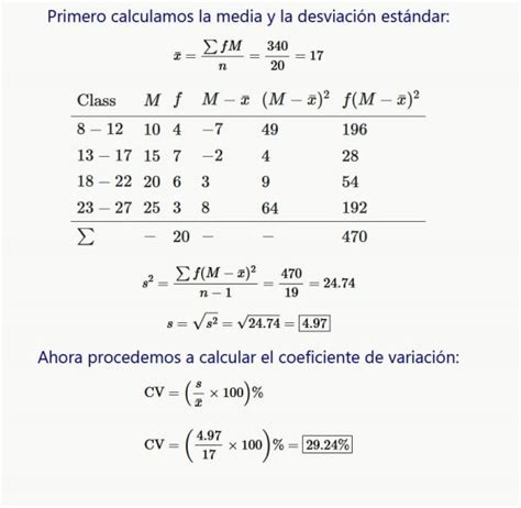 como calcular coeficiente de variacion