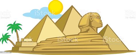 Cartoon Of Egypt With Trees And Pyramids Stock Vector Art