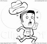 Scared Cowboy Running Hat His Cartoon Clipart Losing While Away Cory Thoman Outlined Coloring Vector 2021 sketch template