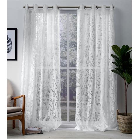 exclusive home curtains edinburgh sheer branch burnout grommet top curtain panel pair