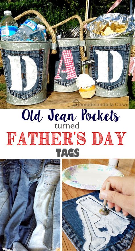 Old Jean Pockets Turned Tags For Father S Day Fathers