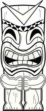 Tiki Coloring Pages Totem Mask Pole Drawing Template Printable Survivor Hawaiian Vector Luau Tikki Masks Clip Poles Party Sketch Templates sketch template