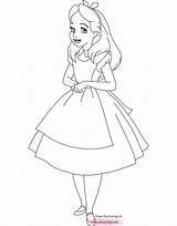 Alice Coloring Pages Wonderland Disney Color Standing Book Disneyclips Gif Funstuff sketch template
